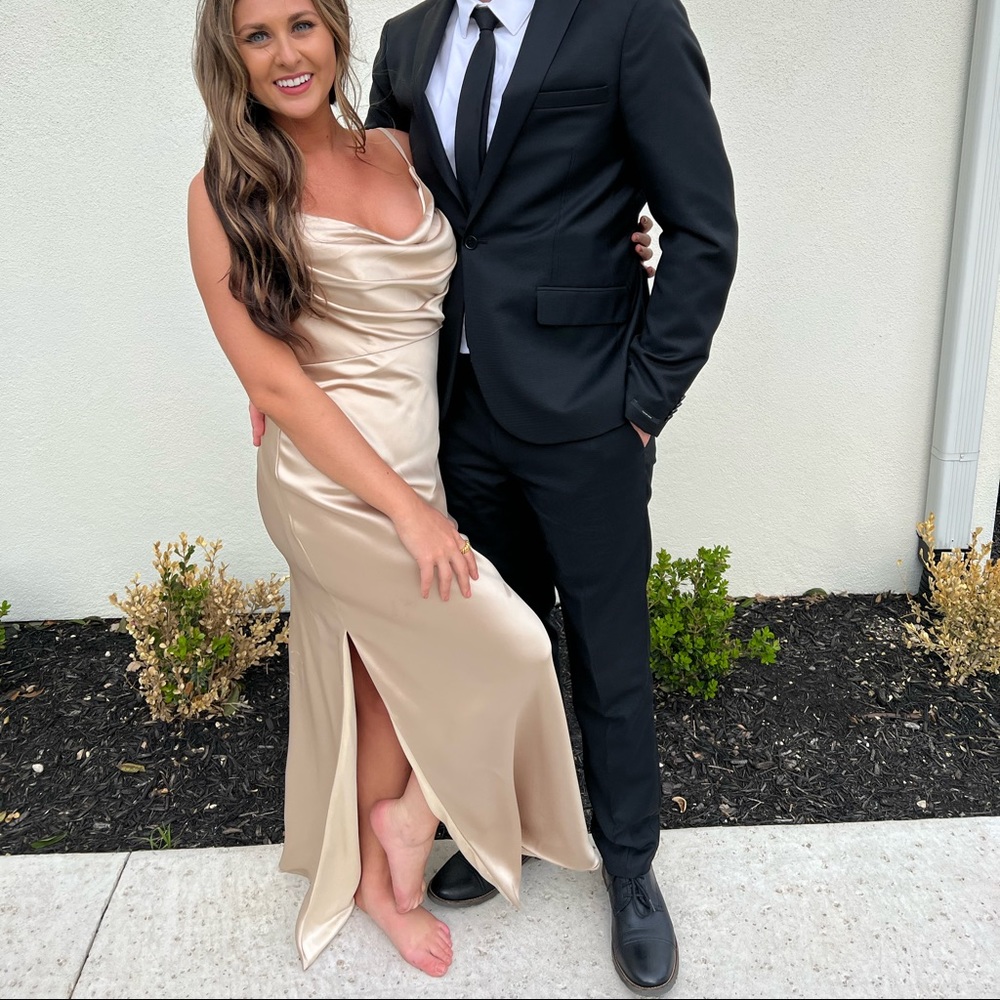Revelry Bridesmaid Dress / Gown - Skye Satin - gold champagne